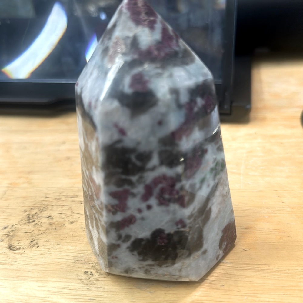 Plum blossom tourmaline tower  4” 401g it’s a chunky monkey tower